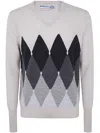 Ballantyne V Neck Pullover In Dust White Silver