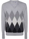 Ballantyne V Neck Pullover In Grey