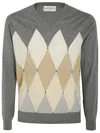 Ballantyne V Neck Pullover In Grey Light Grey Juta Beige