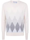 Ballantyne Diamond Pattern Cashmere Sweater With V-neck In Neutral
