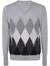 Ballantyne V Neck Pullover In Silver Charcoal