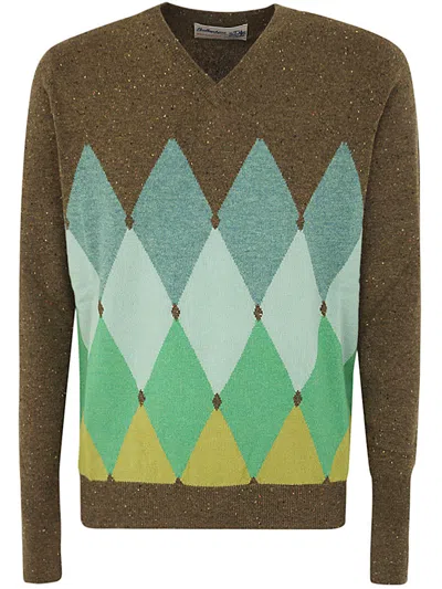 BALLANTYNE BALLANTYNE V NECK PULLOVER WITH DIAMONDS