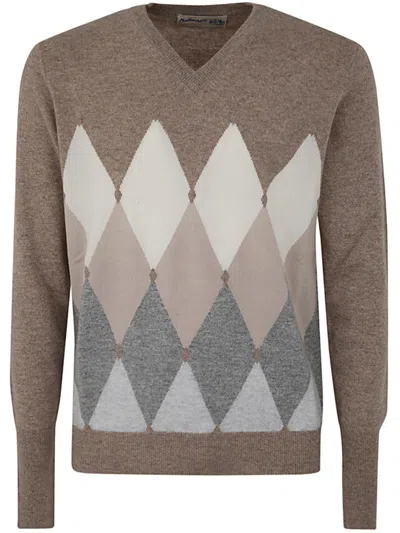 BALLANTYNE BALLANTYNE V NECK PULLOVER WITH DIAMONDS