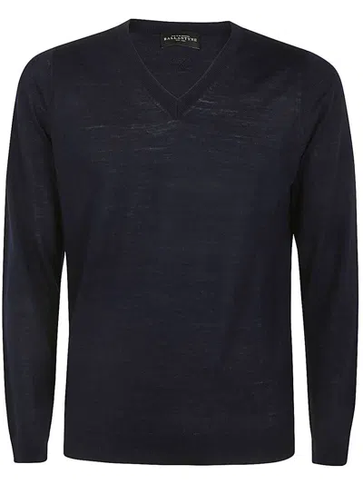 Ballantyne V Neck Slim Fit Pullover Clothing In Blue