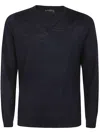 Ballantyne V Neck Slim Fit Pullover In Blue