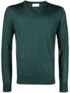Ballantyne V Neck Slim Fit Pullover In Green