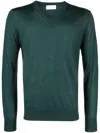Ballantyne V Neck Slim Fit Pullover In Green