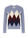 Ballantyne Argyle Pattern Sweater Sweaters And Cardigans Light Blue In Blue