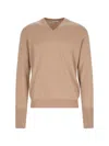 Ballantyne V Neck Pullover In Brown