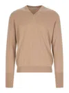 Ballantyne V Neck Pullover In Brown