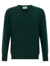 Ballantyne V-neck Cashmere Sweater With Ribbed Detailing In Green