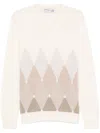 Ballantyne Diamond-pattern V-neck Sweater In Neutrals