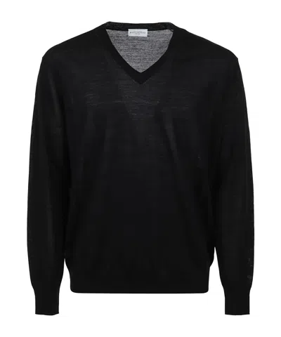 Ballantyne V-neck Wool Cardigan In Black