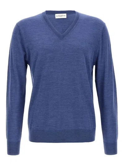 Ballantyne V-neck Wool Sweater In Blue