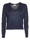 Ballantyne Deep V-neck Wool Pullover With Ribbed Hem In Blue