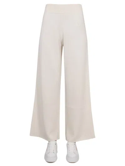 Ballantyne Ribbed Waistband Wide-leg Sweatpants In White