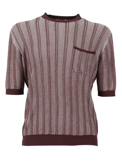 Ballantyne Vertical Stripe Ribbed Top In Neutral