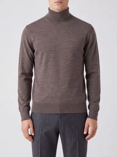 Ballantyne Virgin Wool Long-sleeved Turtleneck Jumper In Brown