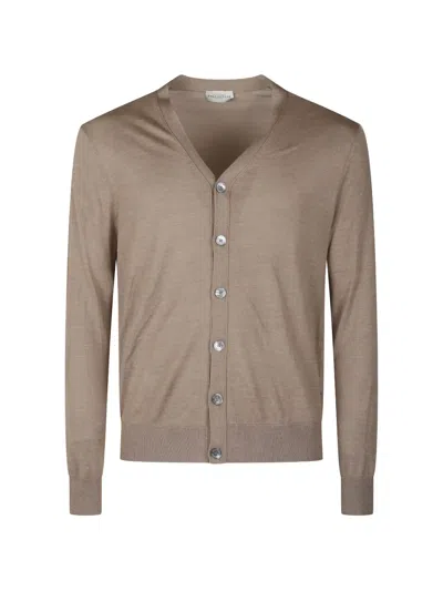 Ballantyne V-neck Button-up Cardigan In Brown