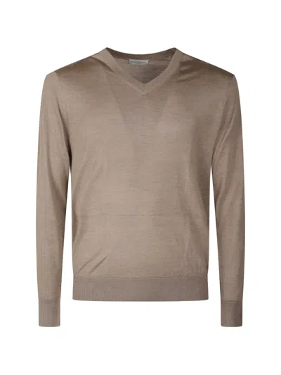 Ballantyne V-neck Knitted Sweater In Brown