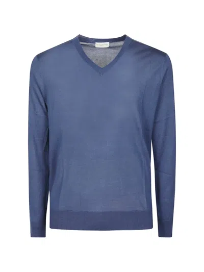 Ballantyne V-neck Long-sleeve Sweater In Blue