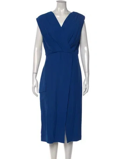 Pre-owned Ballantyne V-neck Midi Length Dress W/ Tags In Blue