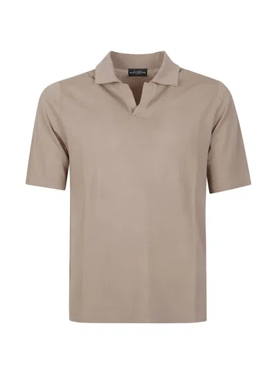 Ballantyne Minimalist Cotton V-neck Polo Shirt In Neutral