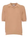 Ballantyne Textured Knit Short-sleeved Polo In Brown