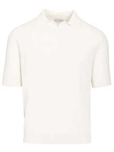 Ballantyne Waffle Polo Shirt White In Gray
