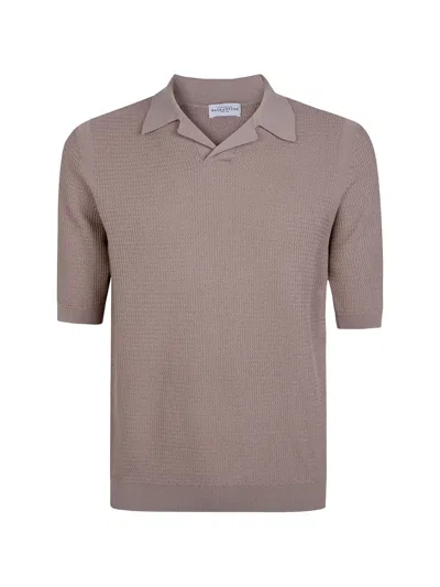 Ballantyne Waffle-knit Collared T-shirt In Brown