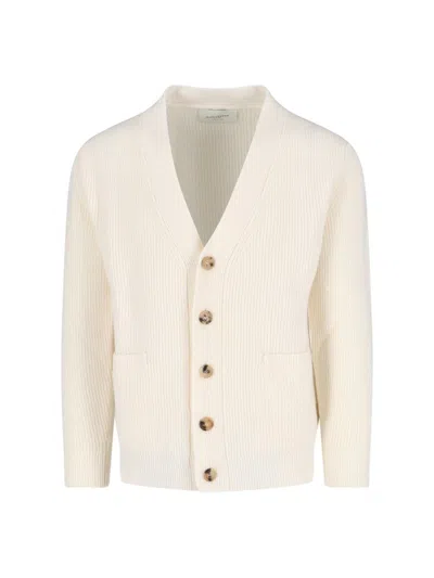 BALLANTYNE WHITE MINIMALIST SWEATER WITH RIBBED CUFFS AND HEM