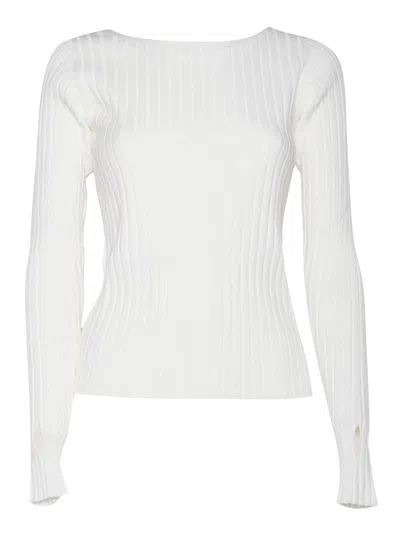 Ballantyne Wide Neck Pullover In White