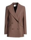 Ballantyne Woman Blazer Khaki Size 6 Polyester, Virgin Wool, Elastane In Brown