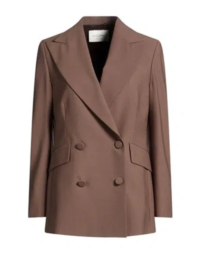 Ballantyne Woman Blazer Khaki Size 6 Polyester, Virgin Wool, Elastane In Brown
