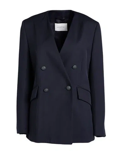 Ballantyne Woman Blazer Midnight Blue Size 8 Polyester, Virgin Wool In Black