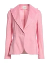 Ballantyne Woman Blazer Pink Size 6 Linen, Cotton, Elastane In Pink