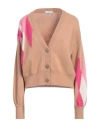 Ballantyne Woman Cardigan Camel Size 10 Wool, Cashmere, Mohair Wool, Polyamide In Beige