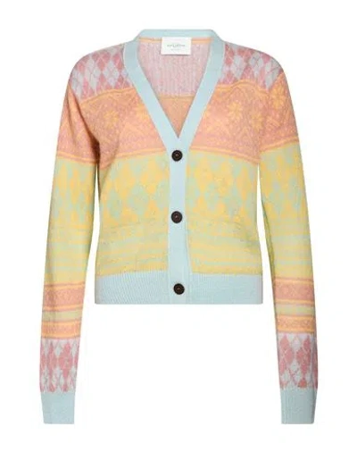 Ballantyne Woman Cardigan Yellow Size 4 Mohair Wool, Polyamide, Wool In Multi