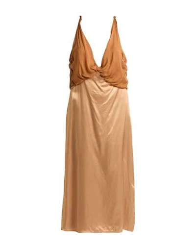 Ballantyne Woman Maxi Dress Camel Size 6 Viscose, Silk In Brown