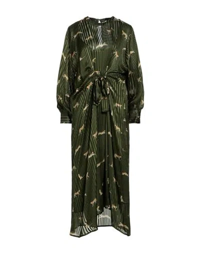 Ballantyne Woman Maxi Dress Dark Green Size 10 Silk