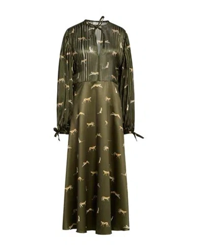 Ballantyne Woman Maxi Dress Dark Green Size 12 Viscose, Silk