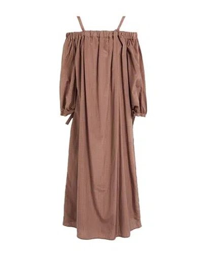 Ballantyne Woman Midi Dress Chocolate Brown Size 10 Silk, Cotton