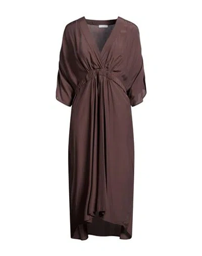 Ballantyne Woman Midi Dress Chocolate Brown Size 12 Viscose