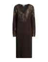 Ballantyne Woman Midi Dress Cocoa Size 6 Wool In Brown