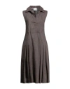 Ballantyne Woman Midi Dress Dark Brown Size 6 Linen, Wool, Elastane In Brown