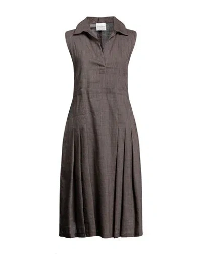 Ballantyne Woman Midi Dress Dark Brown Size 6 Linen, Wool, Elastane