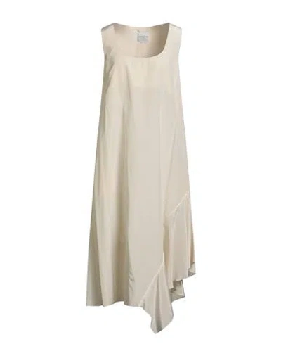Ballantyne Woman Midi Dress Ivory Size 10 Silk, Cotton In White