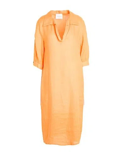 Ballantyne Woman Midi Dress Mandarin Size 4 Linen In Orange