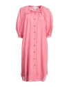 Ballantyne Woman Midi Dress Pink Size 6 Linen In Pink