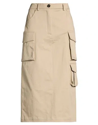 Ballantyne Woman Midi Skirt Khaki Size 10 Cotton, Elastane In Brown